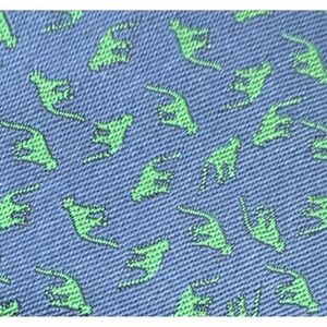 Navy Blue & Green Tie with green Monkeys 100% Silk 63 inch X 3  handmade